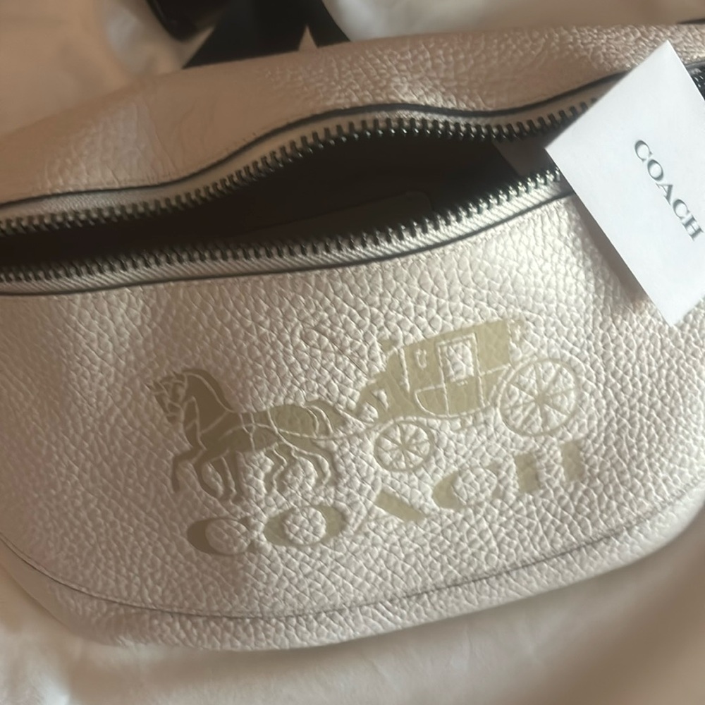 Beautiful clean fanny pack in a neutral color easy to wear all seasons